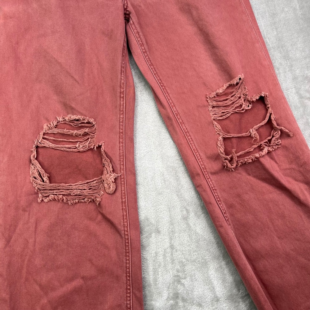 Vervet Leslie 90s Vintage Flare Jeans Womens 29 Red Distressed Raw Hem High Rise - Picture 3 of 15